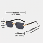 Sunglasses with measurements on a white background