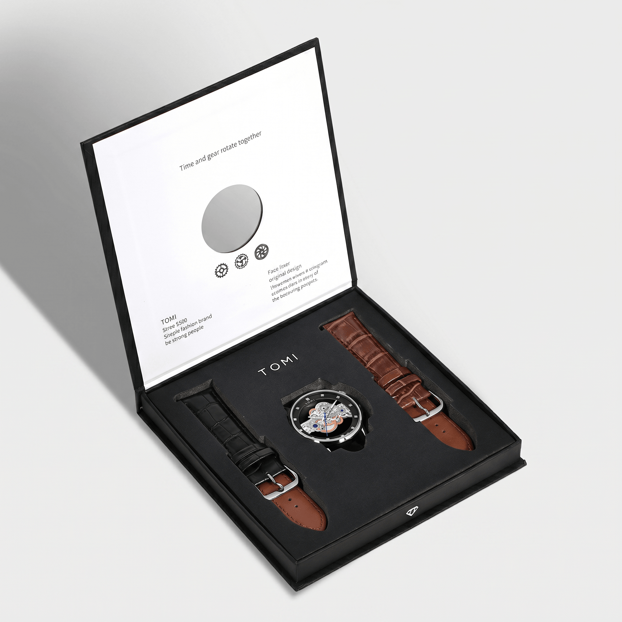 TOMI T102 Quartz Watch Men's | Skeleton Gear Design – Tomi Brand