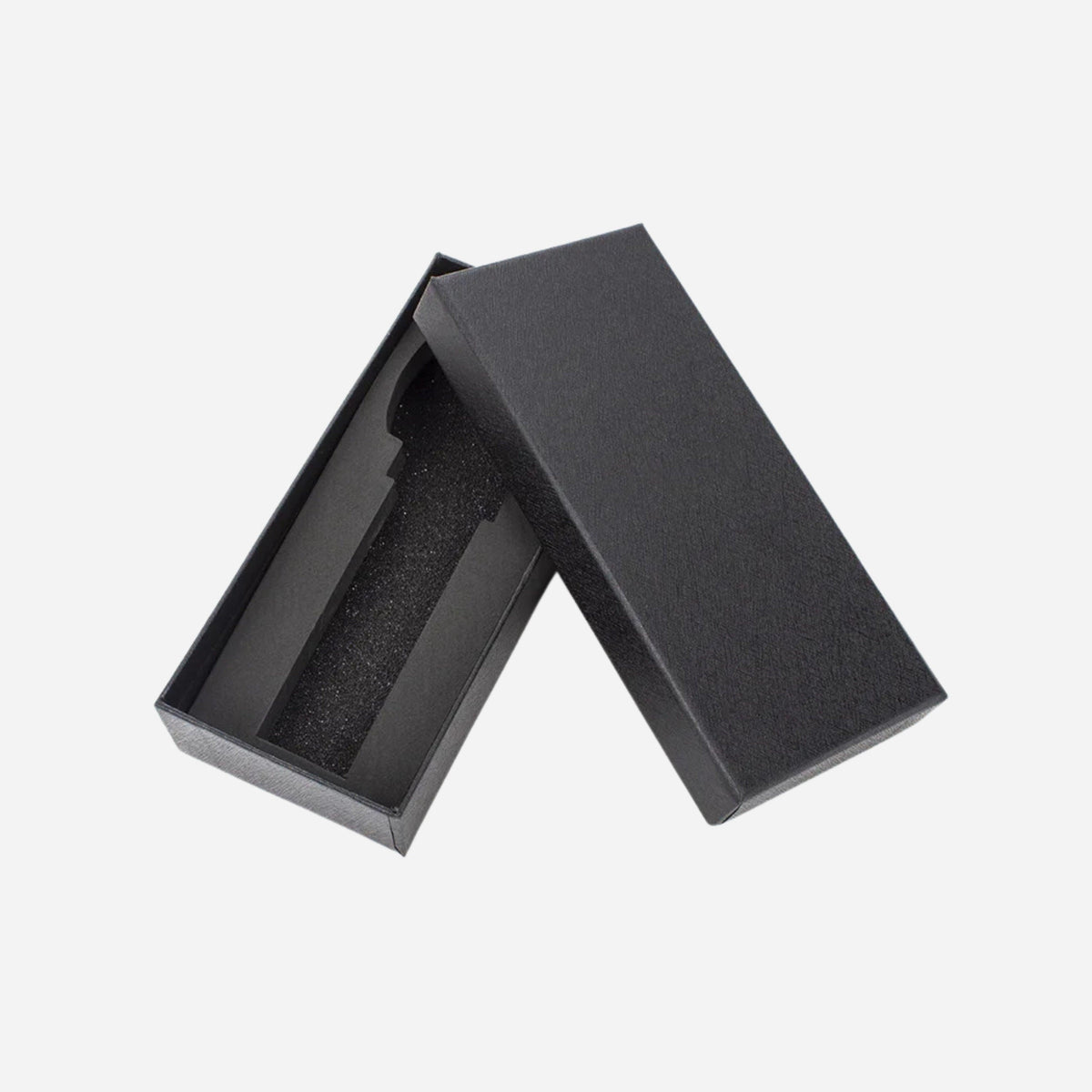 Single watch gift box open lid showing foam pad interior — portable watch display and storage case