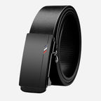 Black belt with a silver buckle on a white background