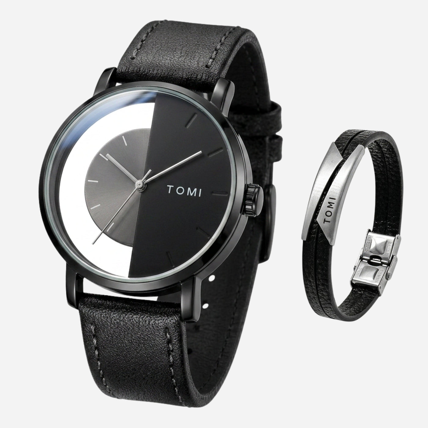 TOMI T080 Heritage Leather Watch & Bracelet Set – Tomi Brand