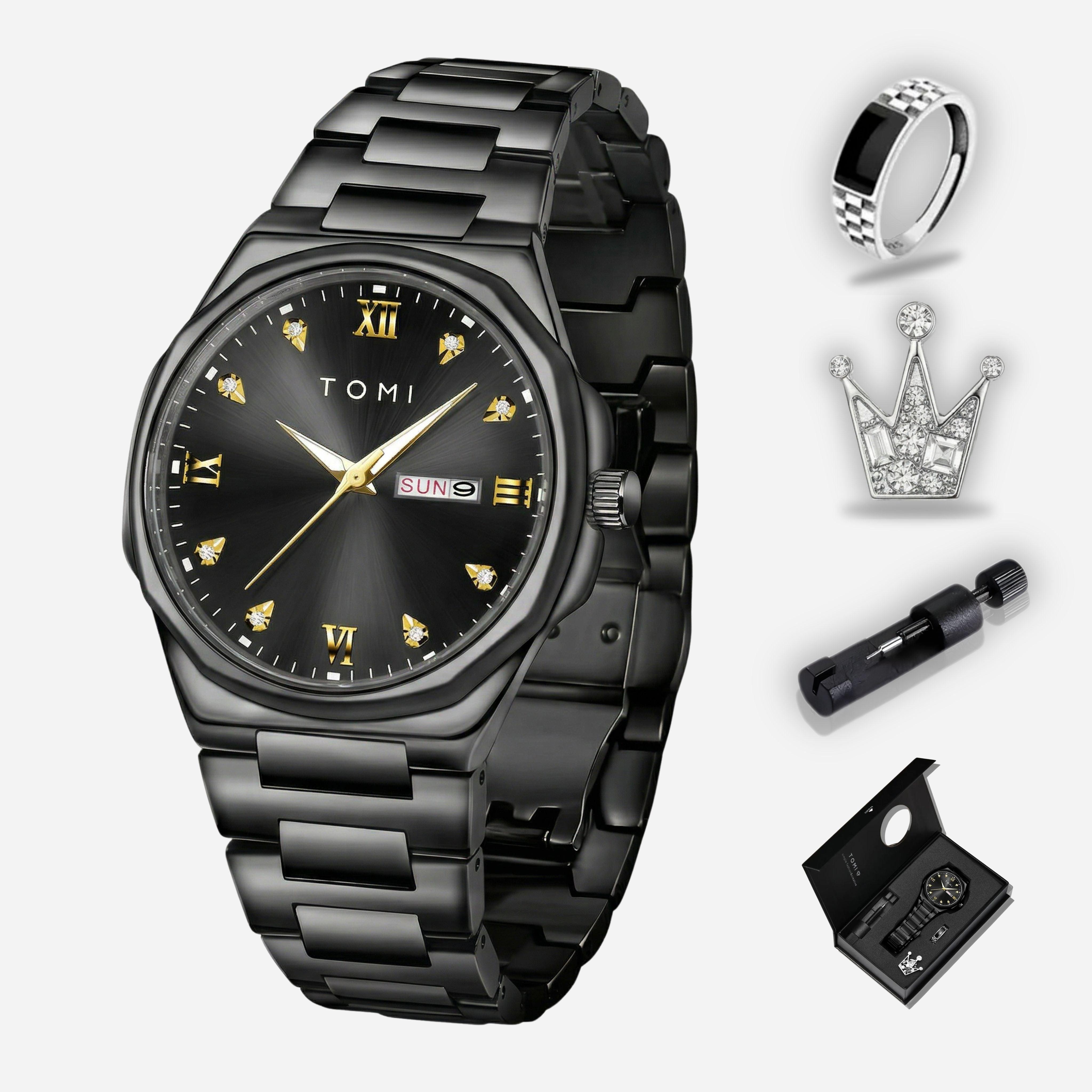 TOMI T309 Steel Watch Men's | Calendar Design + Gift Set – Tomi Brand