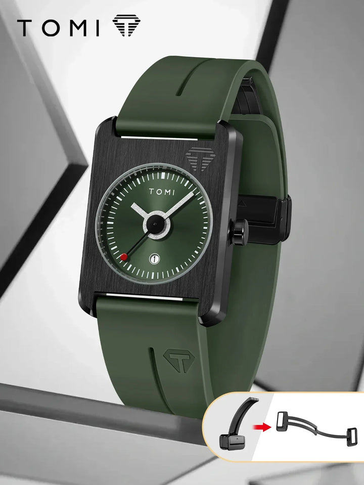 TOMI T022 Calendar Watch Men's | Tactical Square Design – Tomi Brand