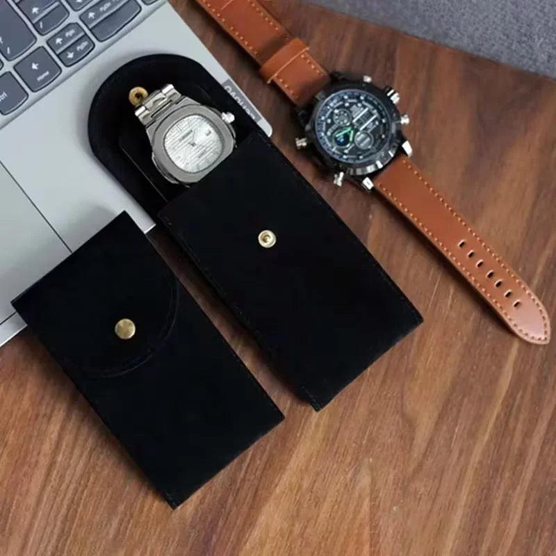 FLANNEL WATCH POUCH | TRAVEL WATCH ORGANIZER

fabric pouches with gold buttons