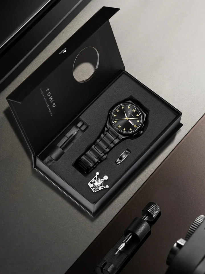 TOMI T309 Steel Watch Men's | Calendar Design + Gift Set – Tomi Brand