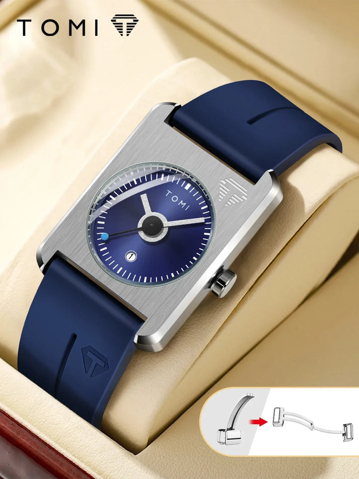 ☆tomi☆ TOMI Business Quartz Watch, 42mm Alloy Case, Leather Band, Day