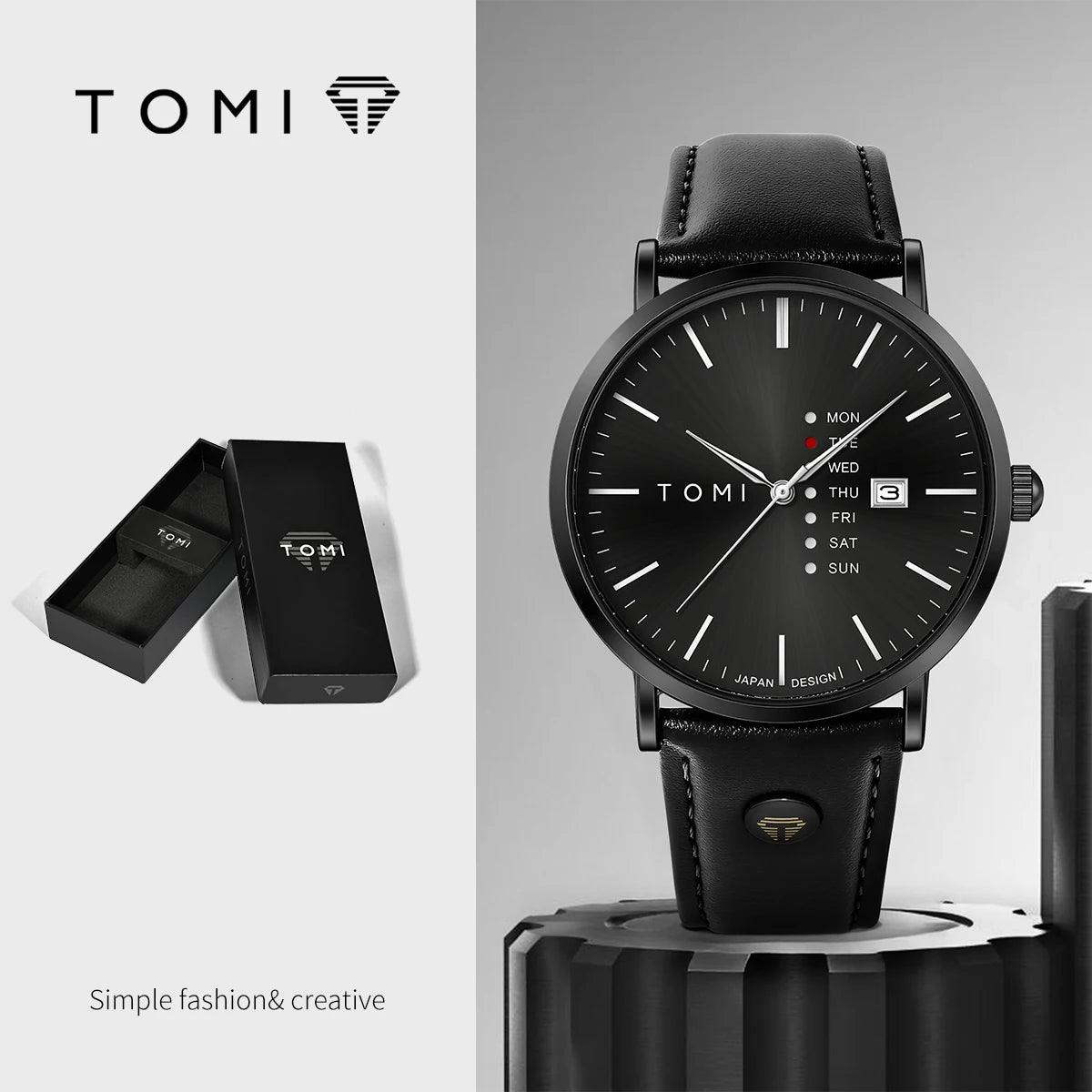 TOMI T019 Calendar Watch Men's | Leather Strap – Tomi Brand