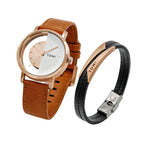 TOMI T080 Heritage Bracelet Set – men's quartz watch with leather band