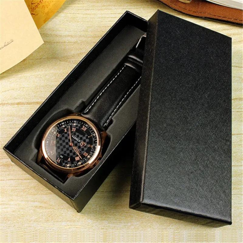 Single watch gift box open lid showing foam pad interior — portable watch display and storage case