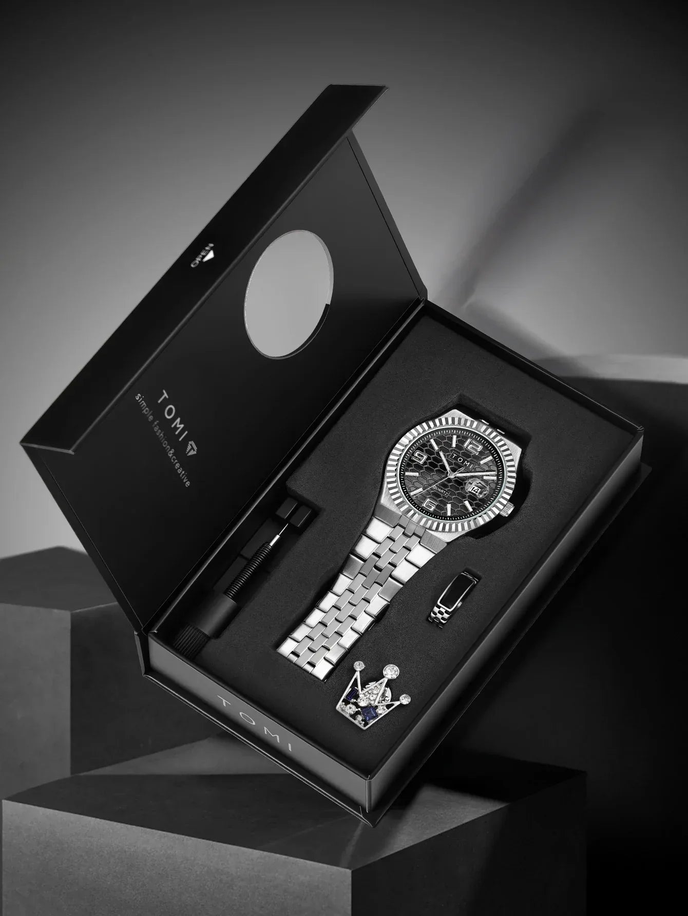 TOMI T311 Steel Watch Men's | Calendar Gift Set Luxury – Tomi Brand