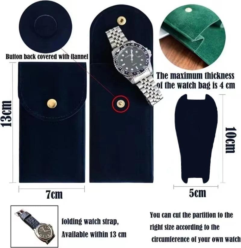 FLANNEL WATCH POUCH | TRAVEL WATCH ORGANIZER

fabric pouches with gold buttons