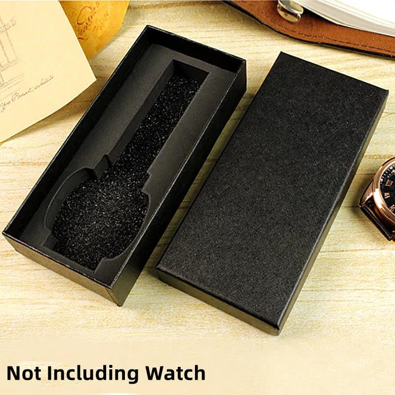 Single watch gift box open lid showing foam pad interior — portable watch display and storage case