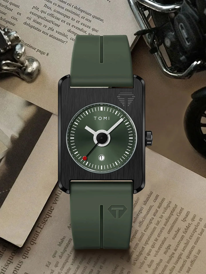 TOMI T022 Calendar Watch Men's | Tactical Square Design – Tomi Brand