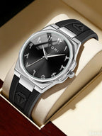 TOMI T051 silver dial watch with brown leather strap, lifestyle shot