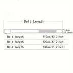 Measurement chart of a belt with different lengths on a white background