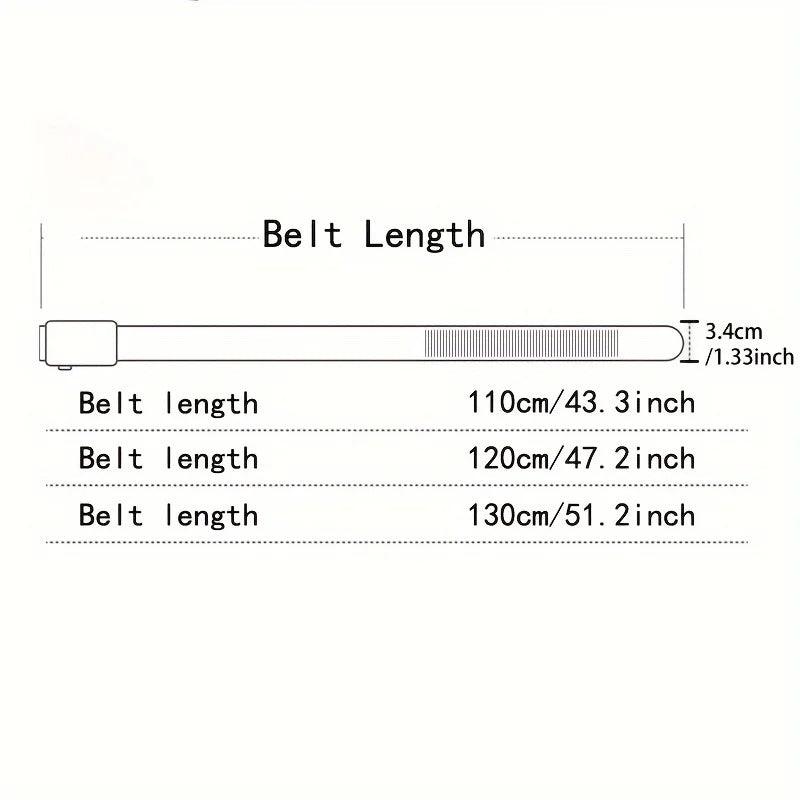 Measurement chart of a belt with different lengths on a white background