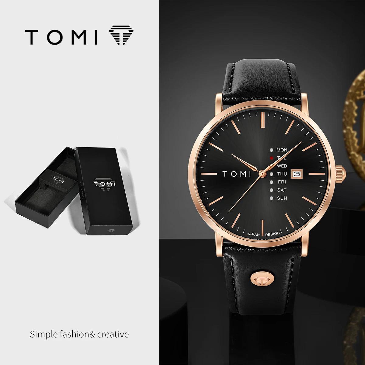 TOMI T019 Calendar Watch Men's | Leather Strap – Tomi Brand TOMI T019 Calendar Watch Men's | Leather Strap – Tomi Brand