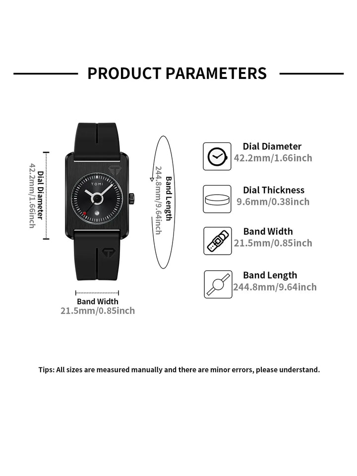 TOMI T022 Calendar Watch Men's | Tactical Square Design – Tomi Brand