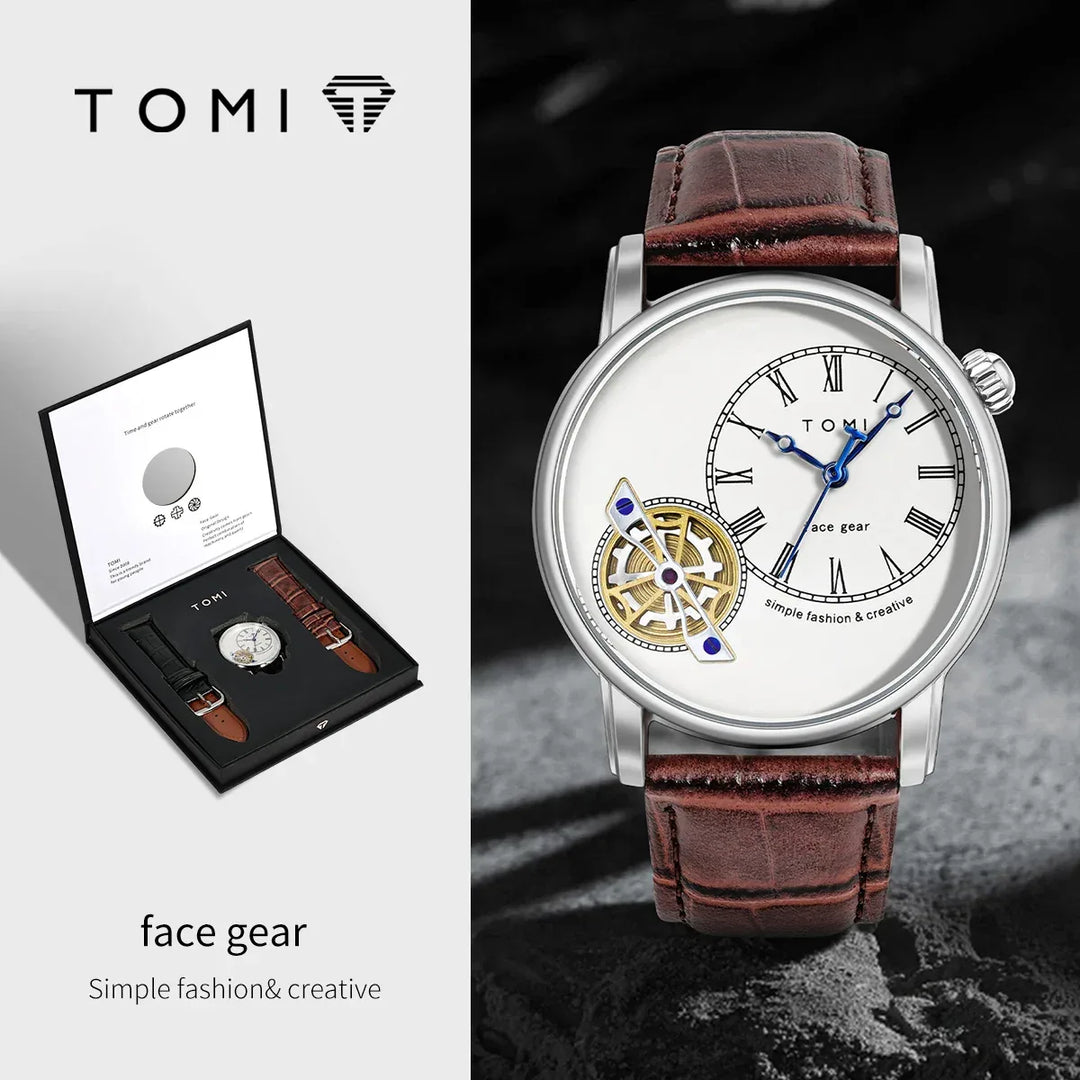 TOMI T103 Leather Watch Men's | Classic Roman Numeral – Tomi Brand
