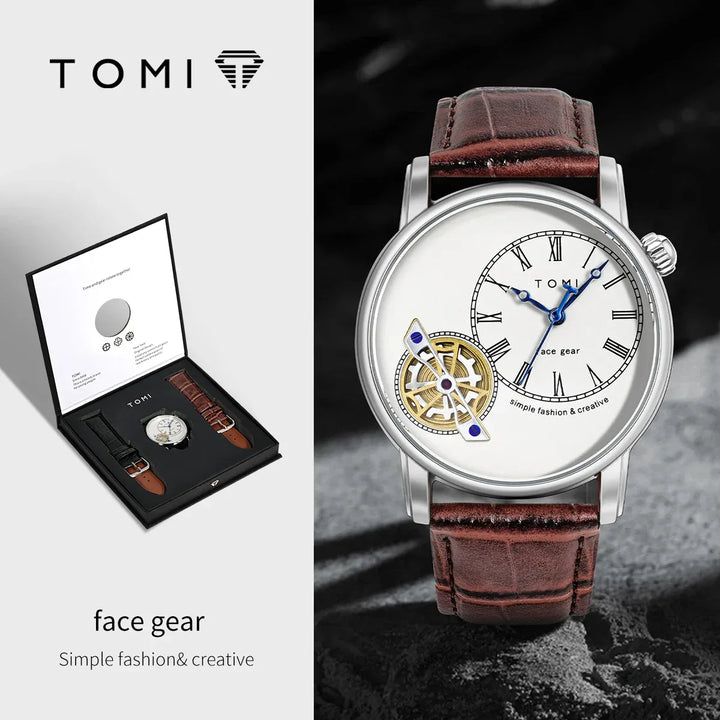 TOMI T103 Leather Watch Men's | Classic Roman Numeral – Tomi Brand TOMI T103 Leather Watch Men's | Classic Roman Numeral – Tomi Brand