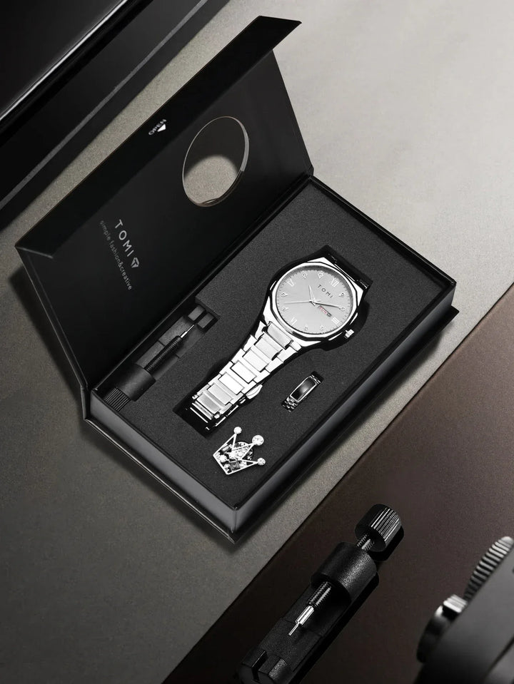 TOMI T309 Steel Watch Men's | Calendar Design + Gift Set – Tomi Brand