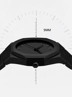Black watch with measurement scale on a white background