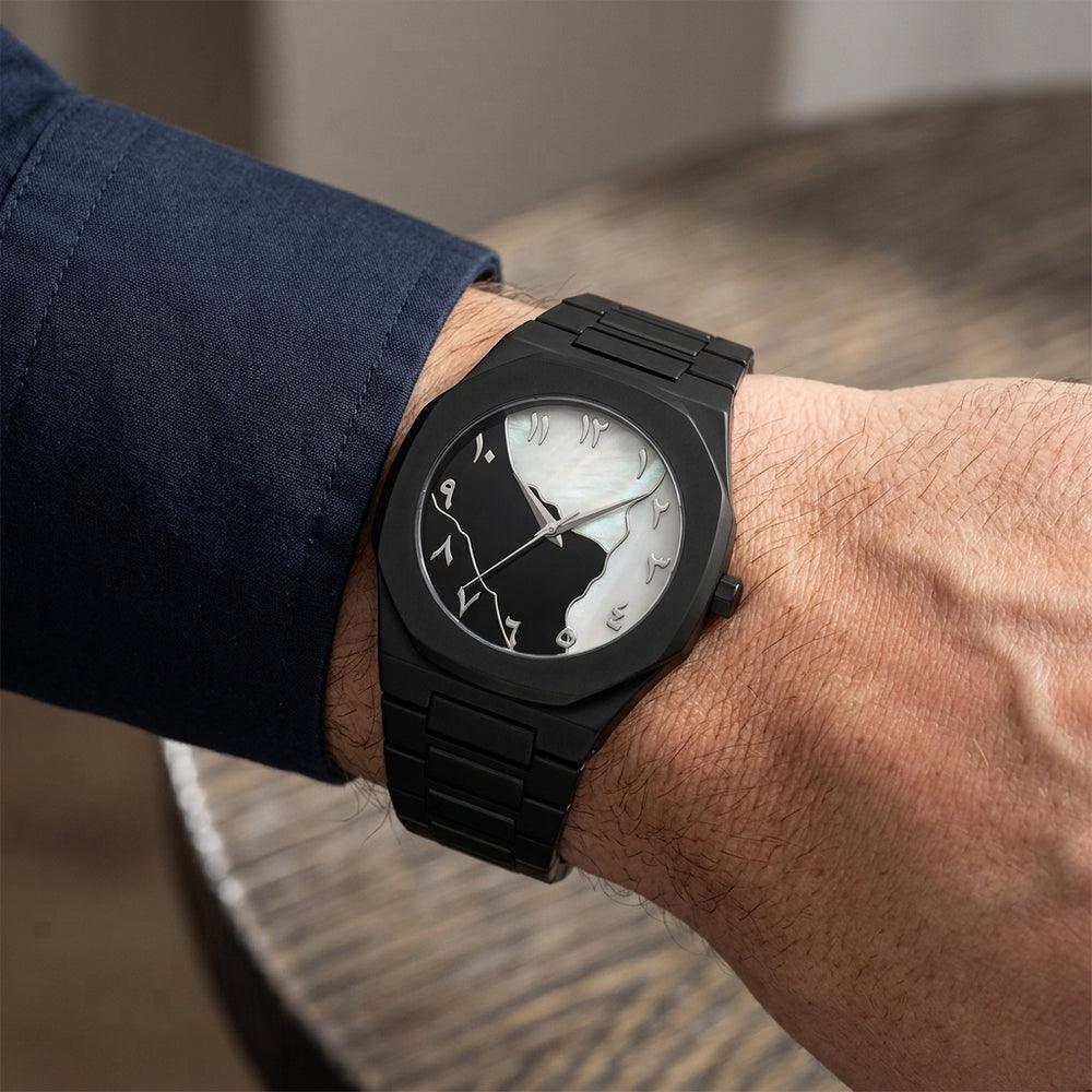 Man wearing TOMI L403 Mystique Radiance watch, White colorway