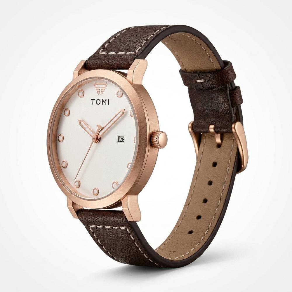 TOMI T074 Noble Cadence watch, Brown / Rose Gold colorway