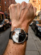Man wearing TOMI T080 Heritage Masterpiece watch, T080-3 colorway
