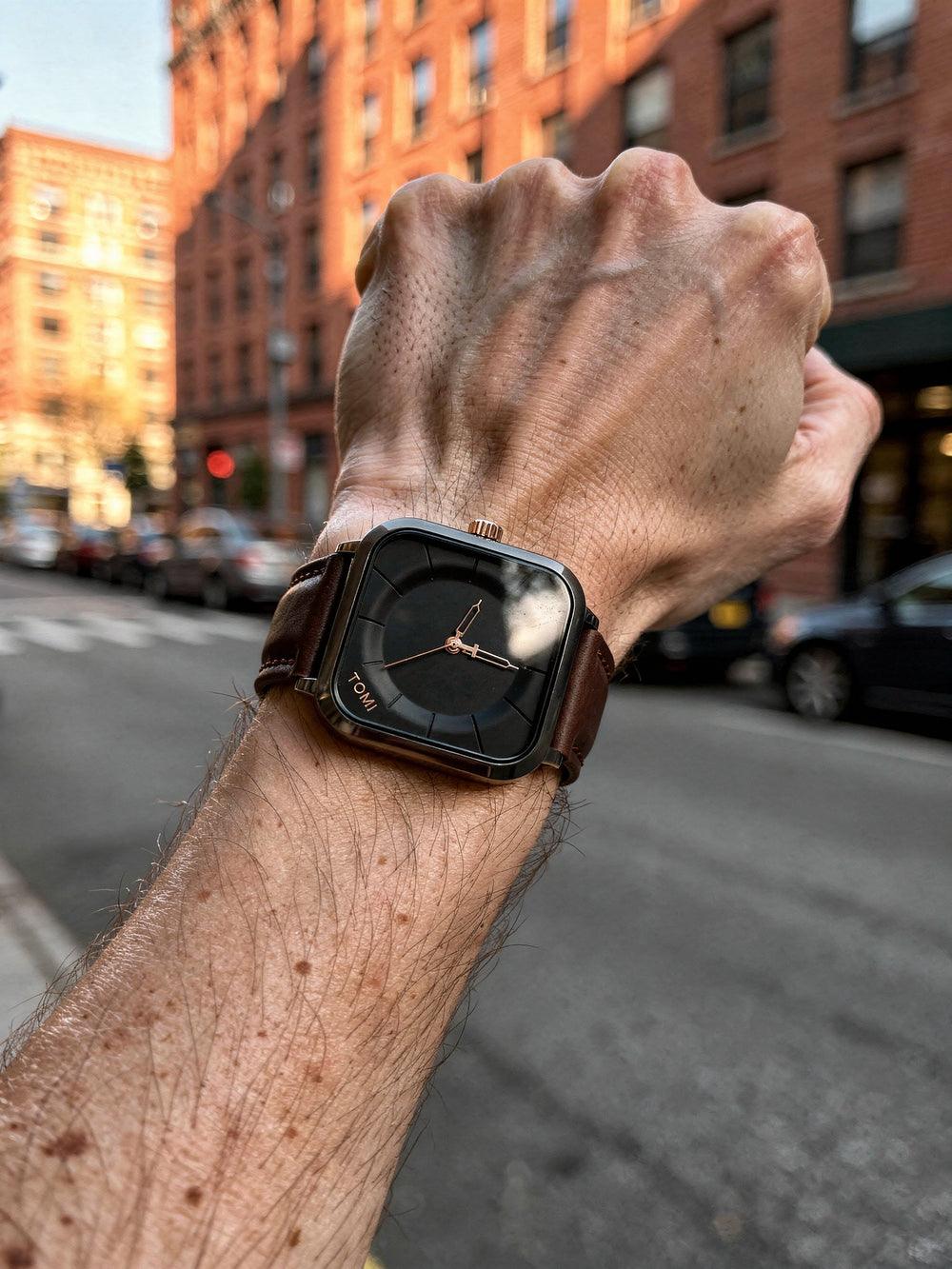 TOMI T093 Onyx watch, Dark Coffee colorway