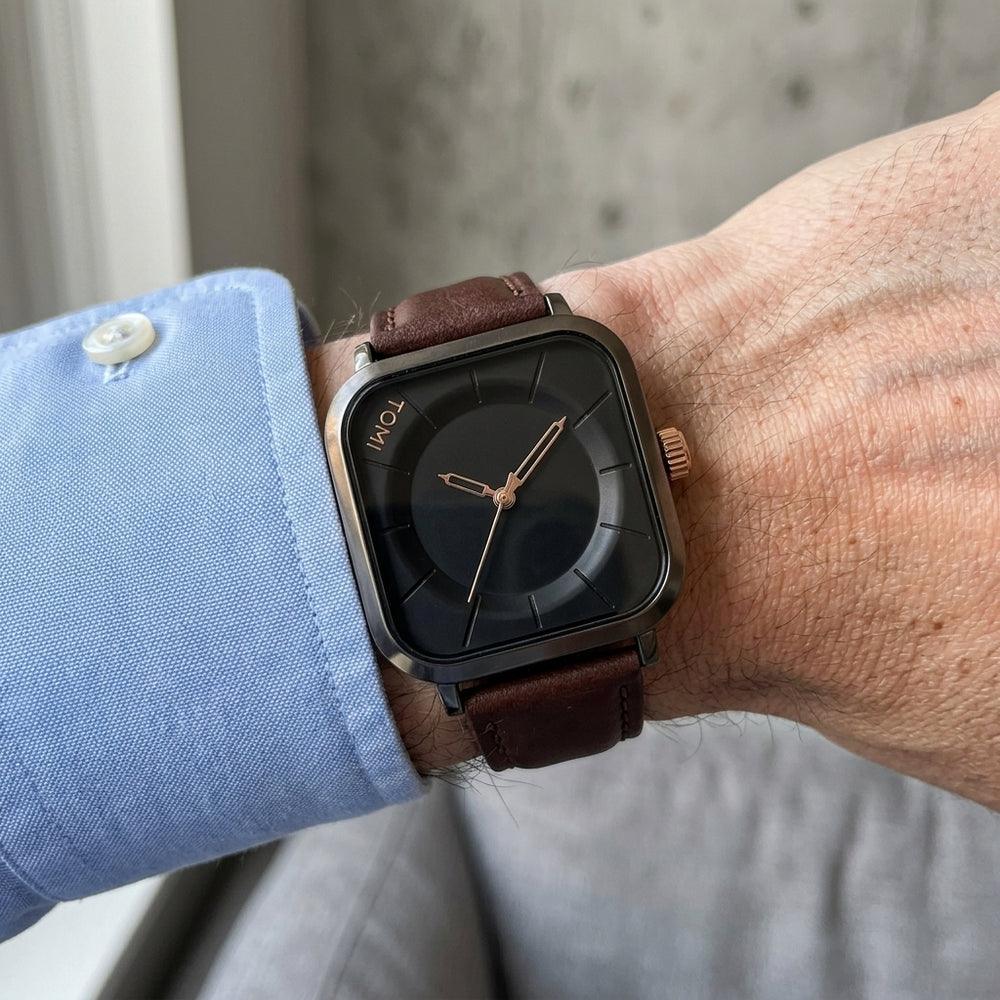 TOMI T093 Onyx watch, Dark Coffee colorway