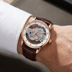 Man wearing TOMI T102 Galaxy Flow watch, T102-6 colorway