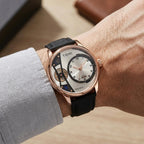 Man wearing TOMI T105 Constellation watch, T105-5 colorway