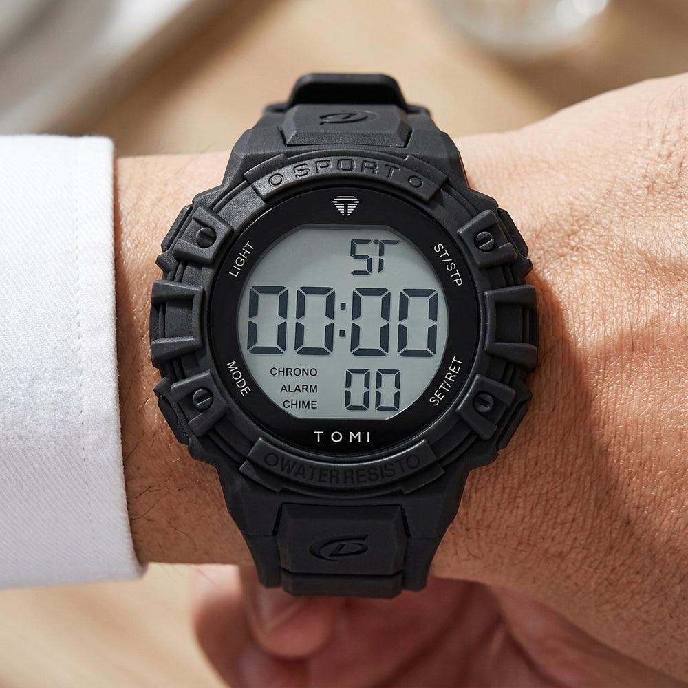Man wearing TOMI T221 Fortress Anthem watch, Black and White colorway
