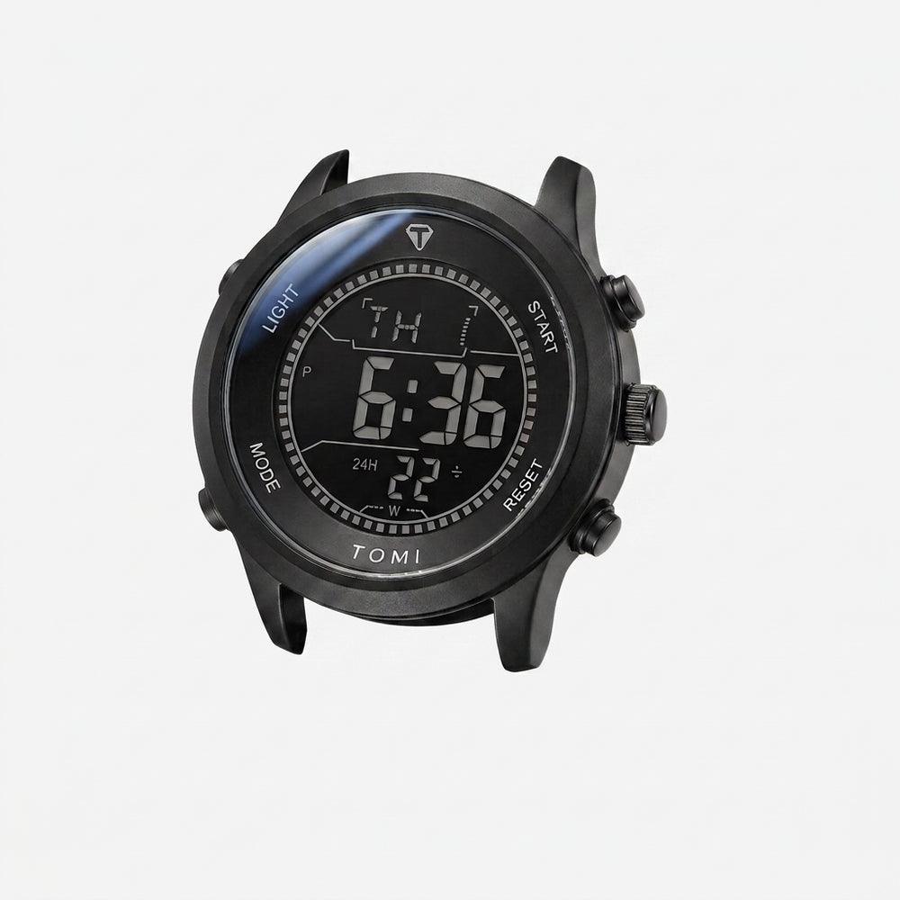 Man wearing TOMI T223 Digital Watch - Dominion Engine watch, Black colorway