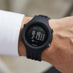 Man wearing TOMI T224 Ghost Time watch, Black colorway