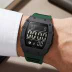 Man wearing TOMI T230 Momentum watch, Army Green colorway