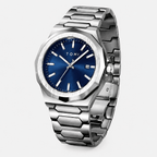 TOMI T301 Executive Timepiece Gift Set watch, Silver / Blue colorway