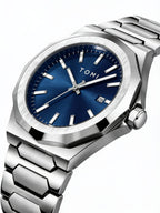 TOMI T301 Executive Timepiece Gift Set watch, Silver / Blue colorway