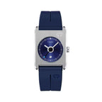 Watch with blue strap and blue face on a white background