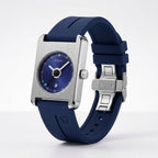 TOMI T022 Summit Eternal watch with blue dial and blue silicone strap, angled 3/4 view
