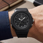 Man wearing TOMI T217 Citadel Noir all-black sport watch