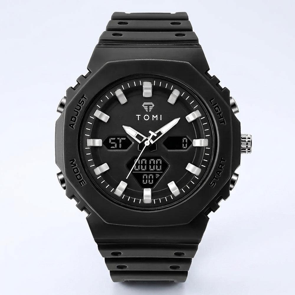 TOMI T217 Citadel Noir all-black sport watch, front view